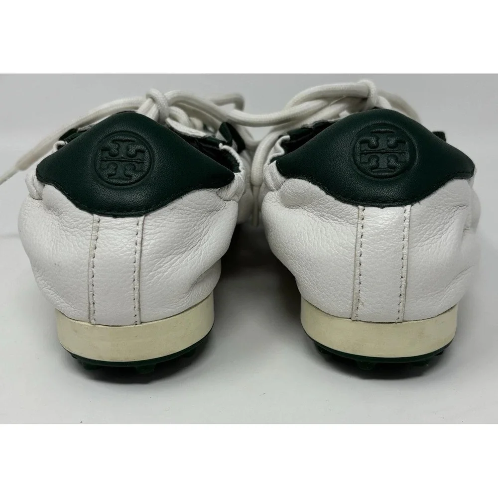 WOMENS TORY BURCH GOLF RUFFLE GREEN WHITE SNEAKER Size 5 Read Below